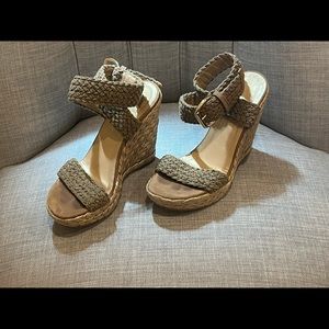 Stuart Weitzman crochet wedge sandal